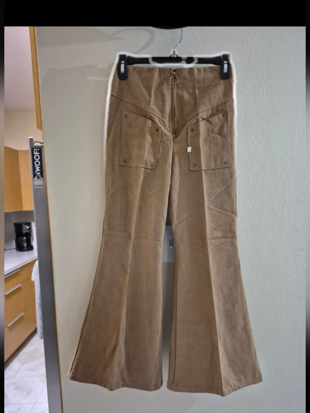 Vintage Late 60s Early 70s Bell Bottom Pants Girls Size 12 Tan Brushed Denim - Picture 2 of 12